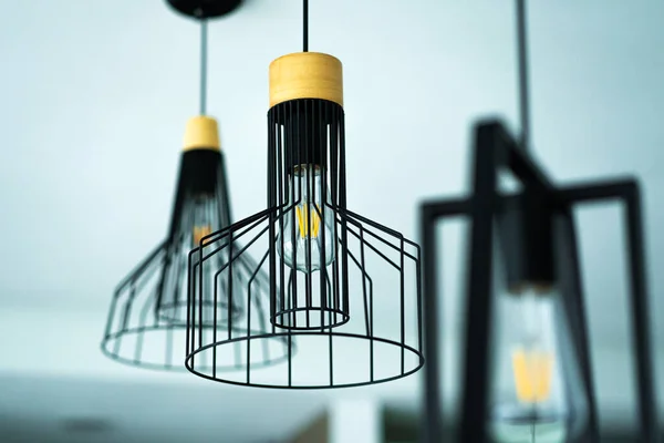 Loft Interieur Stijlvolle Lampen Met Moderne Retro Lampen — Stockfoto