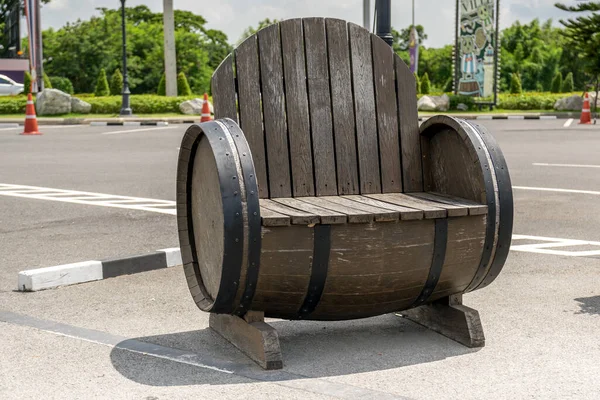 Wooden Chair Made Old Wine Barrels — Stock Photo, Image