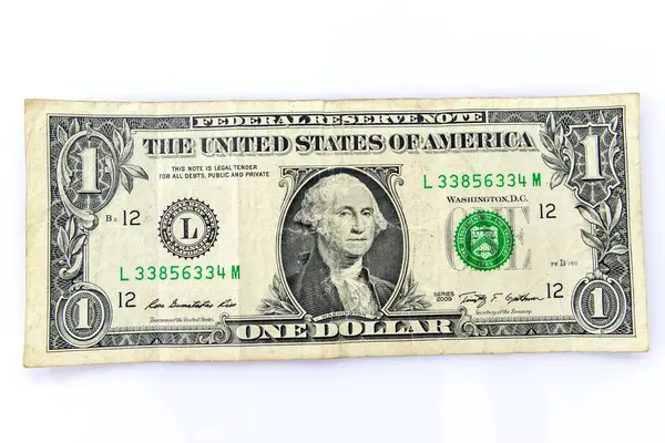 Beyaz Zemin Üzerinde Bir Dolar — Stok fotoğraf