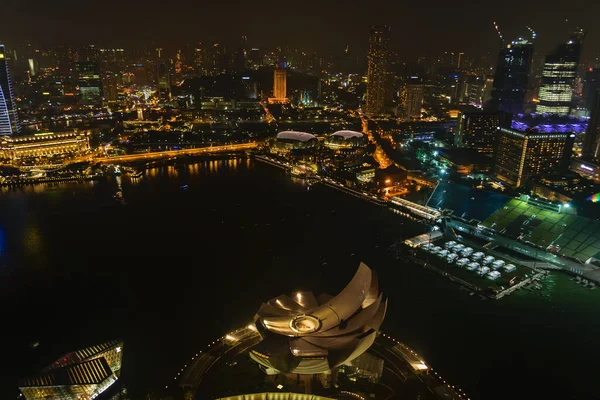 Singapur Edificio Ciudad Iluminación Por Noche —  Fotos de Stock