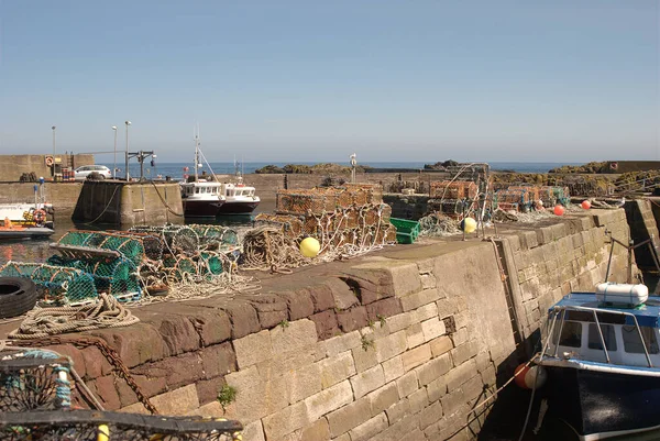 Båtar Och Hamn Vid Abbs Berwickshire Skottland — Stockfoto