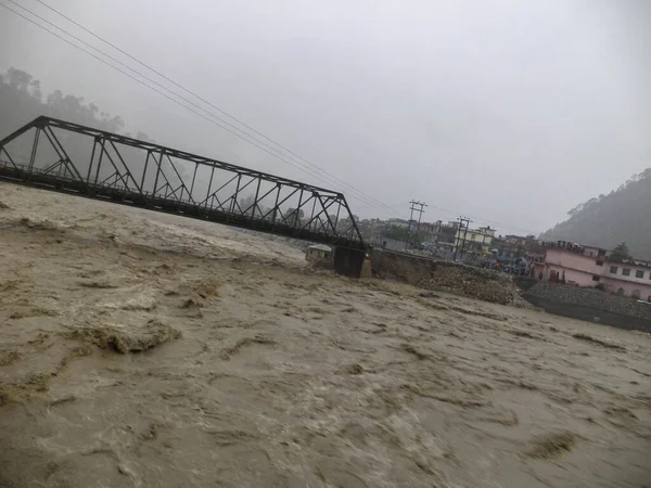 Katastrofa Powodzi Rzece Ganges Indie — Zdjęcie stockowe