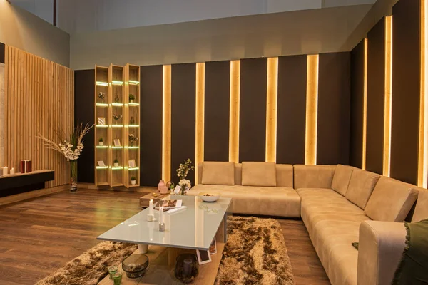 Design Interiéru Luxusní Byt Obývacího Pokoje — Stock fotografie