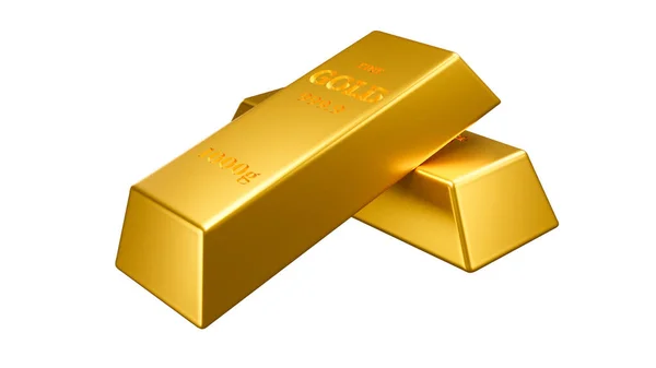 Två Guldtackor Vit Isolerad Bakgrund Affärsidé För Banker — Stockfoto