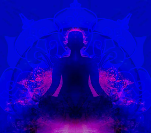 Illustration Eines Menschlichen Körpers Lotus Pose Meditierende Person — Stockfoto