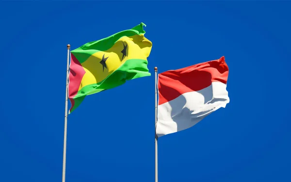 Belas Bandeiras Estaduais Nacionais São Tomé Príncipe Indonésia — Fotografia de Stock