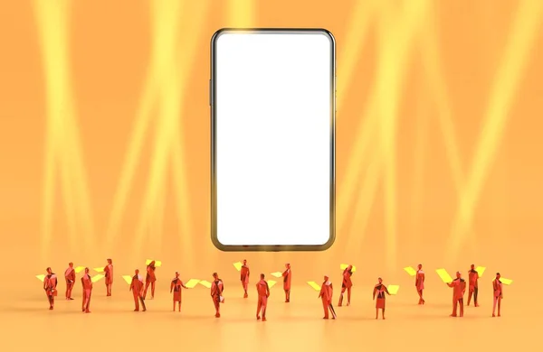 智能手机橙色 3D插图 — 图库照片