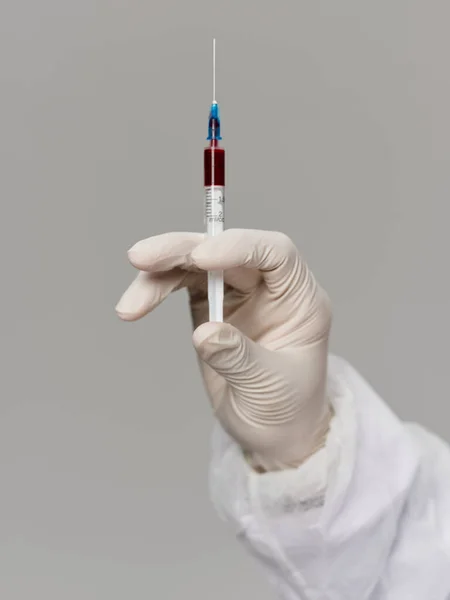 Hand Laboratorietekniker Vaccin Hälsa Injektion Coronavirus Behandling — Stockfoto