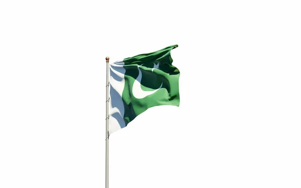 National State Flagga Pakistan Fladdrar Vit Bakgrund — Stockfoto