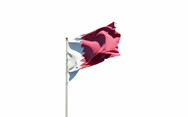 Государственный Флаг Катара Развевается Белом Фоне — стоковое фото