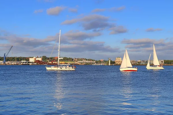 View Baltic Sea Port Kiel Some Boats — Stockfoto