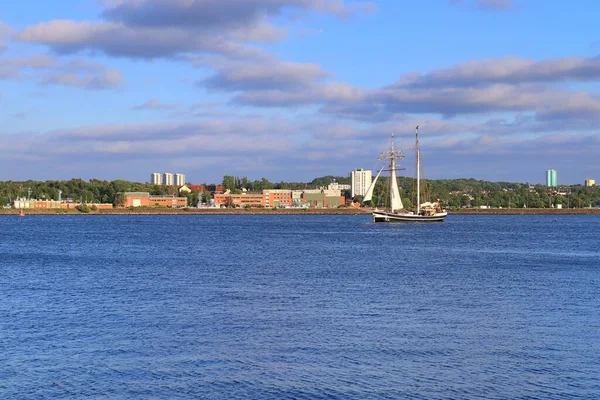 View Baltic Sea Port Kiel Some Boats — Zdjęcie stockowe
