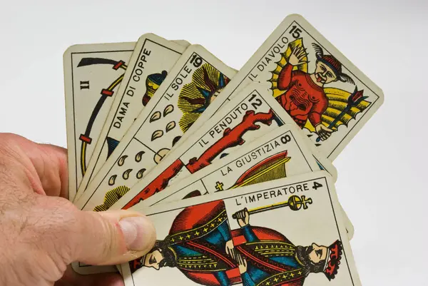 Closeup view of tarot cards
