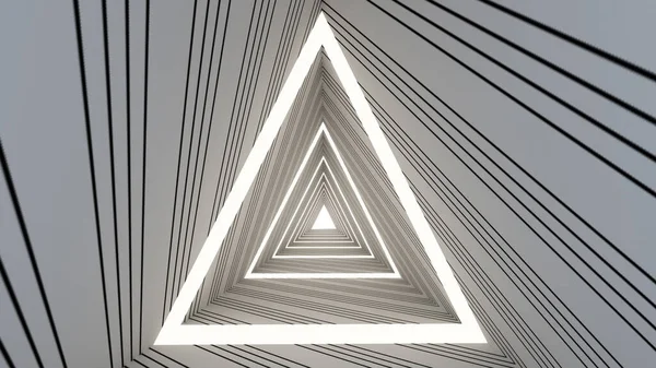 Renderizado Forma Triángulo Abstracto Fondo Túnel — Foto de Stock