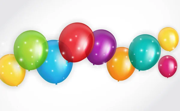 Renk Parlak Helyum Balonlar Arka Plan Grubu Doğum Günü Yıldönümü — Stok fotoğraf