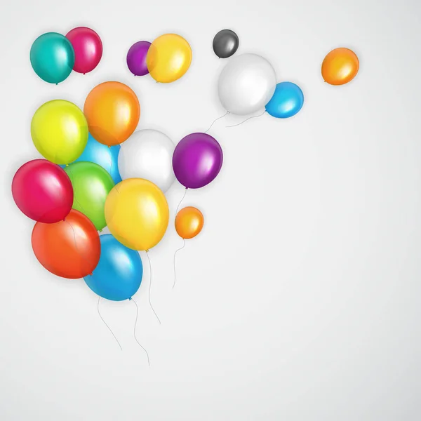 Renkli Parlak Helyum Balonları Nın Arkaplanı Doğum Günü Için Balonlar — Stok fotoğraf