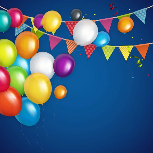 Color Glossy Happy Birthday Balloons Banner Background — Stock Photo, Image