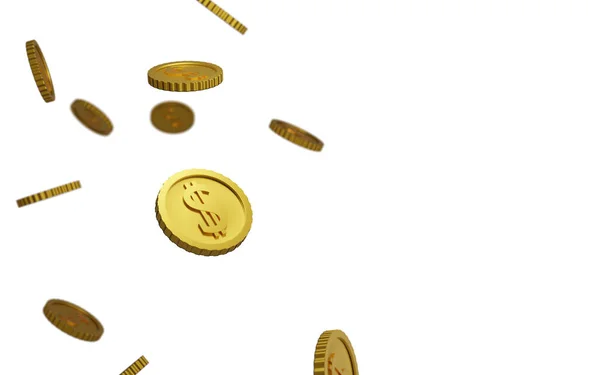 Falling Coins Falling Money Flying Gold Coins — Stock Photo, Image
