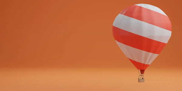 Turuncu Arka Plan Seyahat Konseptinde Beyaz Kırmızı Balon — Stok fotoğraf