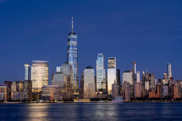 Lagere Manhattan Skyline Nacht Nyc Verenigde Staten — Stockfoto