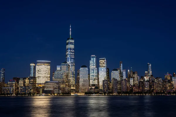 Lower Manhattan Skyline Por Noche Nueva York Estados Unidos — Foto de Stock