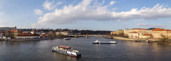 Vista Panorámica Del Río Moldava Praga — Foto de Stock