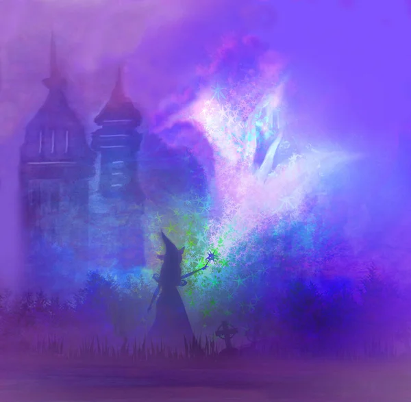 Sihirli Bir Büyü Döküm Cadı — Stok fotoğraf