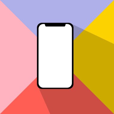 Renkli arka planda modern akıllı telefonun 3D görüntüsü 