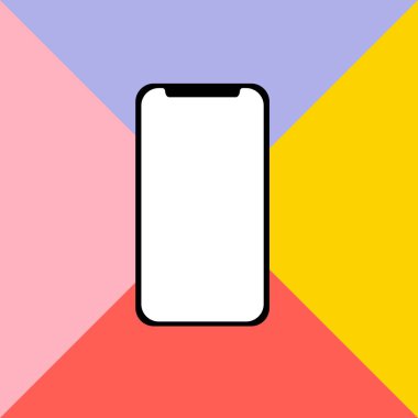 Renkli arka planda modern akıllı telefonun 3D görüntüsü 