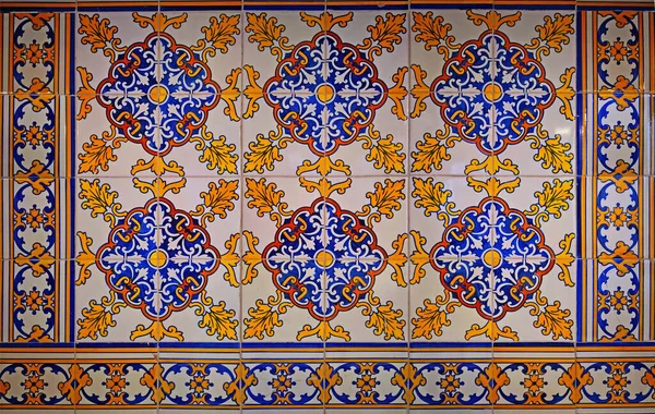 Multicolor Diseñado Pared Azulejos Españoles Málaga — Foto de Stock