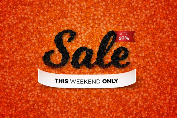 Sale Banner Realistic Black Caviar Red Text Design Template Advertising — Stock Photo, Image