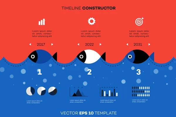 Modern Infographic Timeline Constructor Fishing Industry Conceptual Vector Background Template — Stock Photo, Image