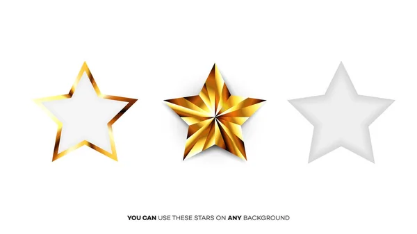 完璧な光沢のある黄金の星 クリスマスのためのテンプレート 賞や5つ星評価デザイン — ストック写真