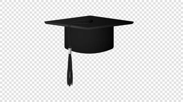 现实的黑人毕业生帽在透明背景下被隔离 — 图库照片