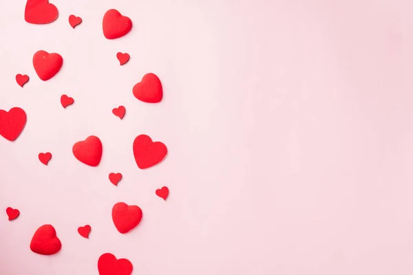 Rouge Coeur Composition Carte Voeux Pour Amour Valentines Concept — Photo