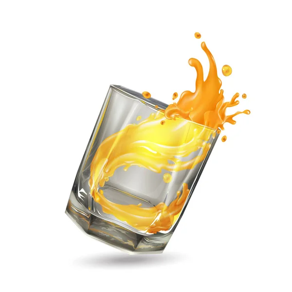 Splash Orange Juice Falling Glass — Stock Photo, Image