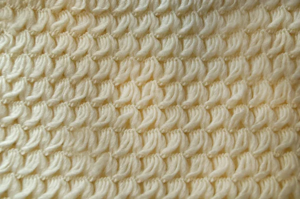 Ręcznie Robiony Beżowy Wełniany Sweter Bliska Tekstura Lub Tło — Zdjęcie stockowe