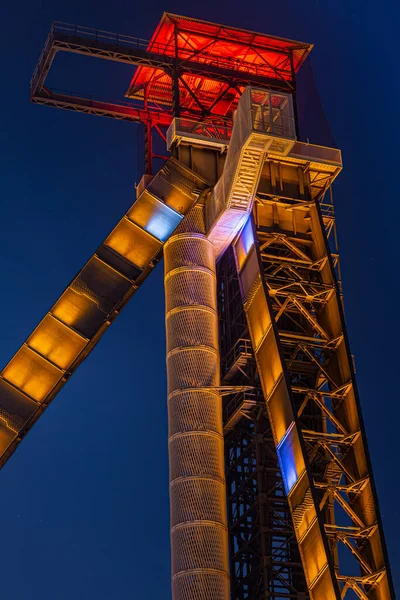 Old Coalmine Top Tower Belgium Genk Winterslag Night Picture — Stock Photo, Image