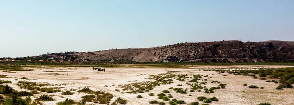 Красивая Узкая Природа Стреляющая Пустыни Над Песками Пролетает Дрон — стоковое фото