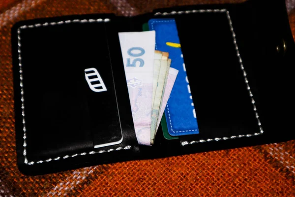 Leather Wallet Cards Money — Photo