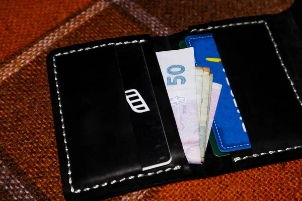 Leather Wallet Cards Money —  Fotos de Stock