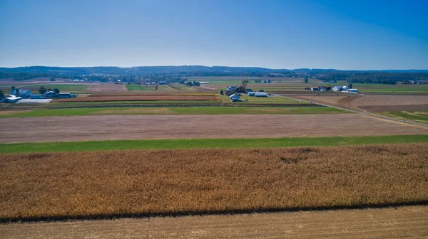 Luftaufnahme Von Mehreren Höfen Und Weiden Auf Denen Mais Und — Stockfoto