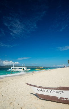 puka tropical paradise beach in boracay philippines clipart