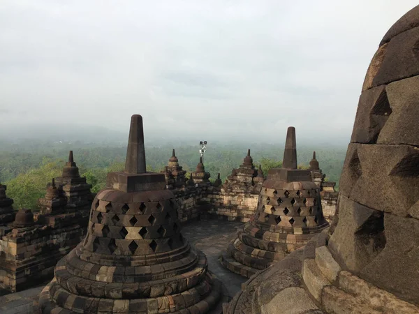 Vista Fundo Templo Borobudur — Fotografia de Stock