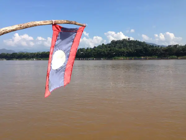 Flag Laos Mekong — Stock Photo, Image