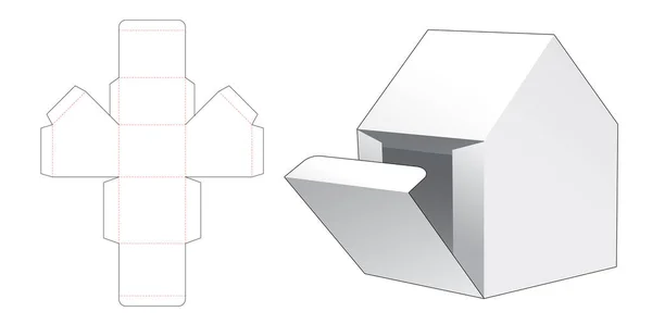 Αρχική Σχήμα Κουτί Δώρου Πλευρά Άνοιγμα Σημείο Die Κομμένα Πρότυπο — Φωτογραφία Αρχείου