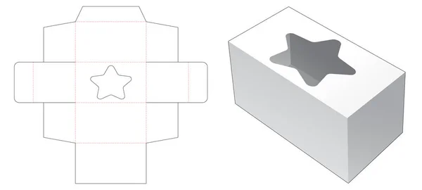Rectangular Box Star Shaped Window Die Cut Template — Fotografia de Stock