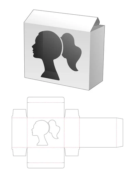 Retail Box Woman Portrait Shaped Window Die Cut Template — Stock Photo, Image
