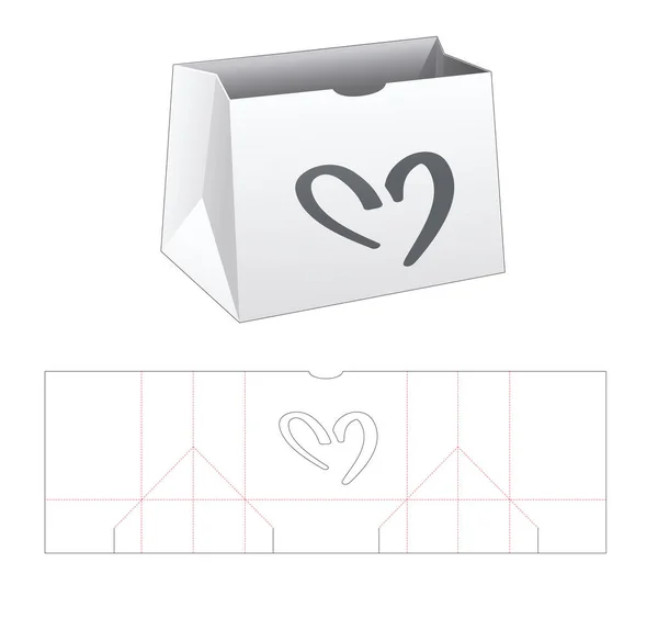 Short Shopping Bag Heart Shaped Window Die Cut Template — Stock Photo, Image