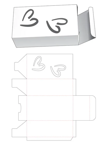 Simple Rectangular Box Hearts Shaped Window Die Cut Template — Stock Photo, Image